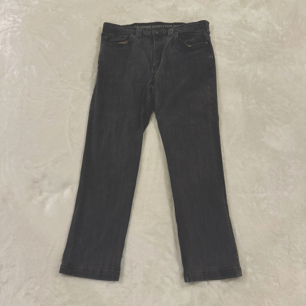 Duluth men’s ballroom double-flex jeans in grey size 38x30